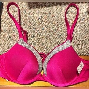 💕 Victoria Secret 34B | Very Sexy Shine Trim Push Up Bikini Top | Berry Blush